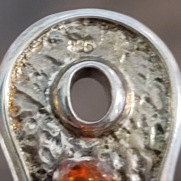 Rare & Beautiful Amber & Sterling Silver 2.75" Pendant - Picture 4 of 6